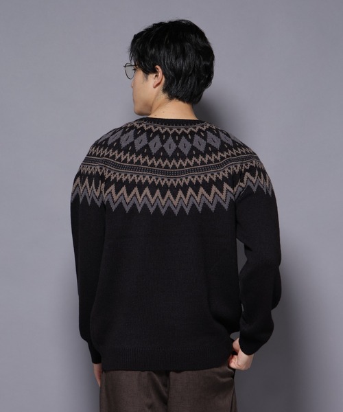 NANO universe(ナノユニバース)の「モールヤーンノルディックニット(ニット/セーター・メンズ・ブラック/ネイビー/ブラウン・L/M)」の6枚目の写真