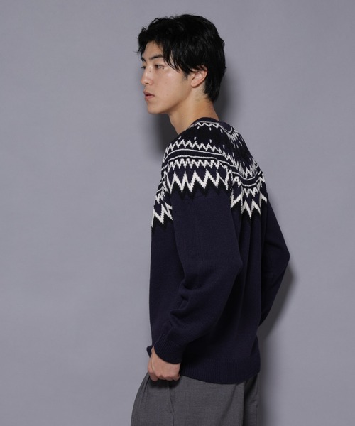 NANO universe(ナノユニバース)の「モールヤーンノルディックニット(ニット/セーター・メンズ・ブラック/ネイビー/ブラウン・L/M)」の12枚目の写真