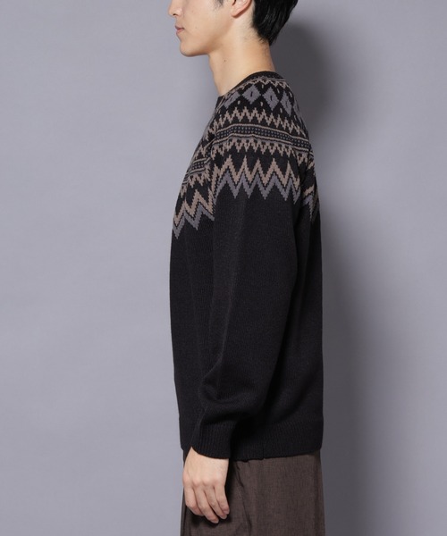 NANO universe(ナノユニバース)の「モールヤーンノルディックニット(ニット/セーター・メンズ・ブラック/ネイビー/ブラウン・L/M)」の18枚目の写真