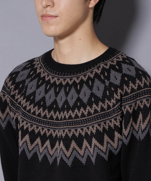 NANO universe(ナノユニバース)の「モールヤーンノルディックニット(ニット/セーター・メンズ・ブラック/ネイビー/ブラウン・L/M)」の20枚目の写真