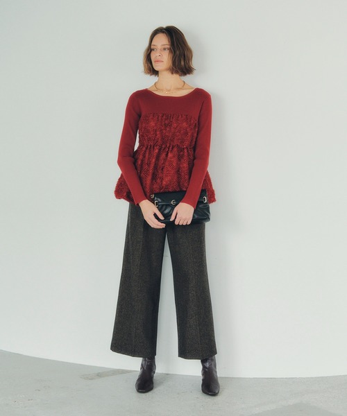 YECCA VECCA（イェッカヴェッカ）の「バルーンヘムドッキングニット（ニット/セーター・レディース・グレー/レッド/ブラック・FREE）」の9枚目の写真