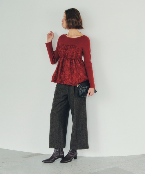 YECCA VECCA（イェッカヴェッカ）の「バルーンヘムドッキングニット（ニット/セーター・レディース・グレー/レッド/ブラック・FREE）」の10枚目の写真