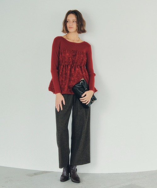 YECCA VECCA（イェッカヴェッカ）の「バルーンヘムドッキングニット（ニット/セーター・レディース・グレー/レッド/ブラック・FREE）」の13枚目の写真