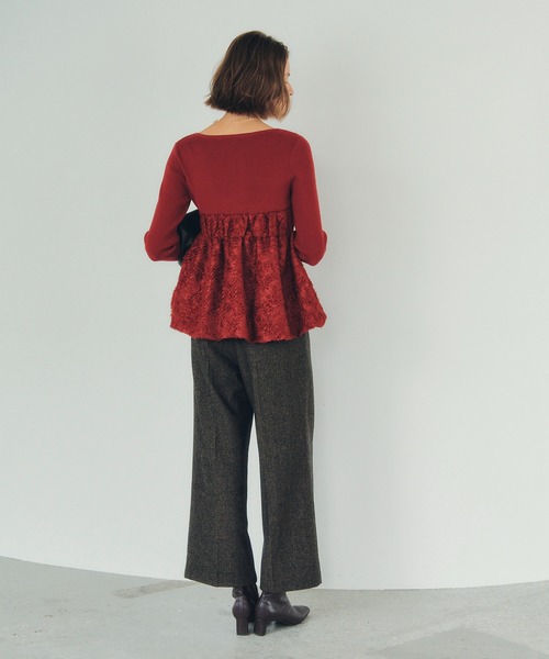 YECCA VECCA（イェッカヴェッカ）の「バルーンヘムドッキングニット（ニット/セーター・レディース・グレー/レッド/ブラック・FREE）」の15枚目の写真