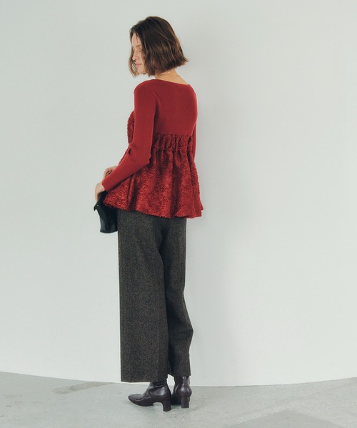 YECCA VECCA（イェッカヴェッカ）の「バルーンヘムドッキングニット（ニット/セーター・レディース・グレー/レッド/ブラック・FREE）」の14枚目の写真