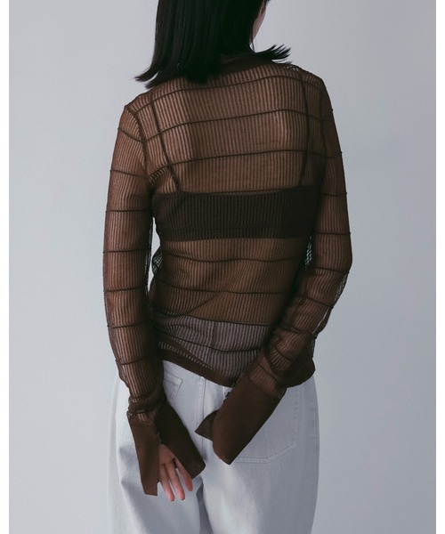 anuke(アンヌーク)の「Sheerborder Knit Shirts(シャツ/ブラウス・レディース・ブルー系その他/ブラウン・FREE)」の3枚目の写真