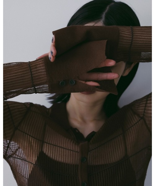 anuke(アンヌーク)の「Sheerborder Knit Shirts(シャツ/ブラウス・レディース・ブルー系その他/ブラウン・FREE)」の5枚目の写真