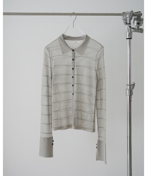 anuke(アンヌーク)の「Sheerborder Knit Shirts(シャツ/ブラウス・レディース・ブルー系その他/ブラウン・FREE)」の9枚目の写真