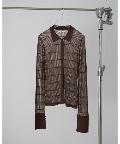 anuke(アンヌーク)の「Sheerborder Knit Shirts(シャツ/ブラウス・レディース・ブルー系その他/ブラウン・FREE)」の10枚目の写真