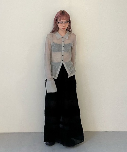 anuke(アンヌーク)の「Sheerborder Knit Shirts(シャツ/ブラウス・レディース・ブルー系その他/ブラウン・FREE)」の11枚目の写真