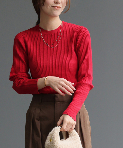 JOURNAL STANDARD relume(ジャーナルスタンダード レリューム)の「《一部WEB限定追加2》ウォッシャブルレーヨンリブクルーネックプルオーバー(ニット/セーター・レディース・アイボリー/オレンジ/ブラウン/ブラック/レッド/ライトグレー・FREE)」の22枚目の写真