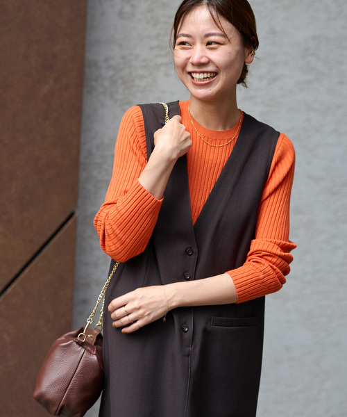 JOURNAL STANDARD relume(ジャーナルスタンダード レリューム)の「《一部WEB限定追加2》ウォッシャブルレーヨンリブクルーネックプルオーバー(ニット/セーター・レディース・アイボリー/オレンジ/ブラウン/ブラック/レッド/ライトグレー・FREE)」の15枚目の写真