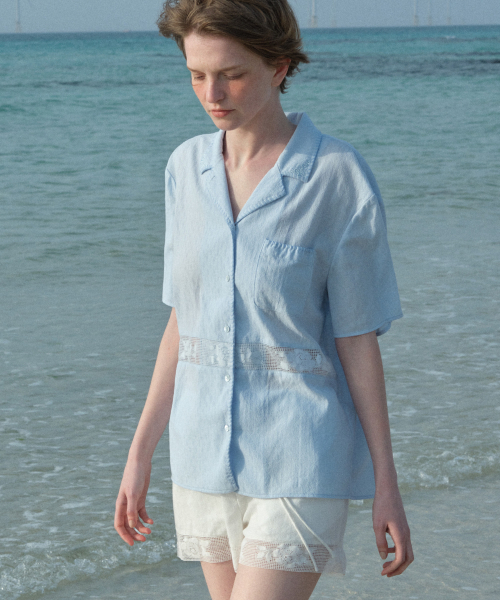 TTUDEMENT(トュードメント)の「FRENCH LACE SHIRT BLUE(シャツ/ブラウス・レディース・その他・FREE)」の2枚目の写真