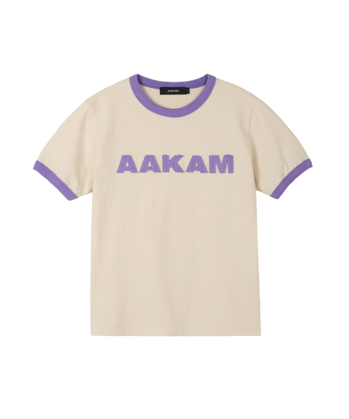 AAKAM(アーカム)の「Logo Patch Ringer Top (Cream-Purple)(Tシャツ/カットソー・レディース・その他・1/2)」の1枚目の写真