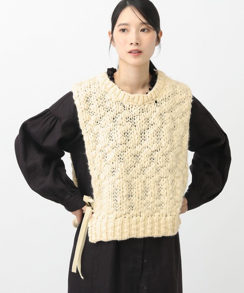 studio CLIP（スタディオクリップ）の「《natural by clip》2ゲージウール混スラブベスト（ベスト・レディース・ネイビー/アイボリー・FREE）」の2枚目の写真