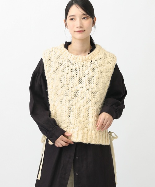 studio CLIP（スタディオクリップ）の「《natural by clip》2ゲージウール混スラブベスト（ベスト・レディース・ネイビー/アイボリー・FREE）」の4枚目の写真