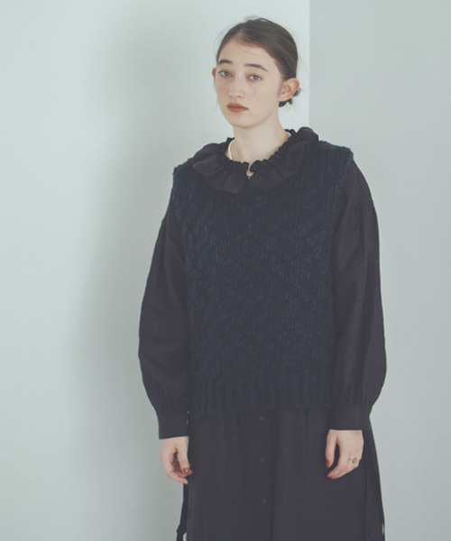 studio CLIP（スタディオクリップ）の「《natural by clip》2ゲージウール混スラブベスト（ベスト・レディース・ネイビー/アイボリー・FREE）」の14枚目の写真