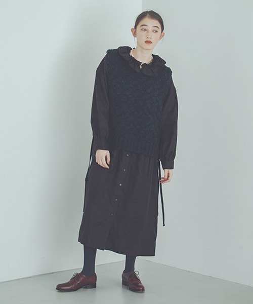 studio CLIP（スタディオクリップ）の「《natural by clip》2ゲージウール混スラブベスト（ベスト・レディース・ネイビー/アイボリー・FREE）」の16枚目の写真