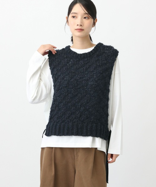 studio CLIP（スタディオクリップ）の「《natural by clip》2ゲージウール混スラブベスト（ベスト・レディース・ネイビー/アイボリー・FREE）」の17枚目の写真
