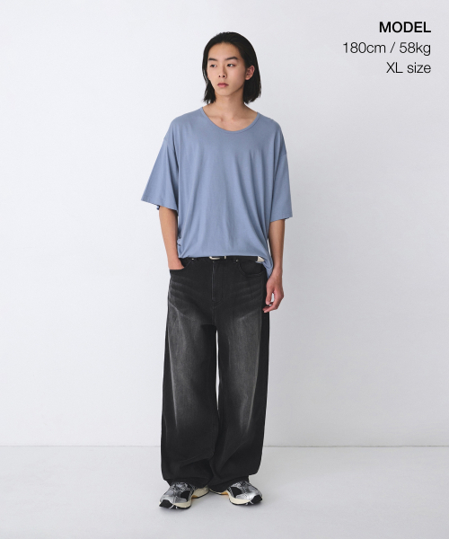 MUSINSA STANDARD（ムシンサスタンダード）の「リラックスドCRスクープネックTシャツ[ブルーグレー]（Tシャツ/カットソー・メンズ・その他・SMALL/MEDIUM/LARGE/X-LARGE/XX-LARGE）」の2枚目の写真