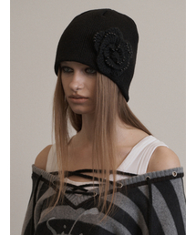 SETUP-EXE（セットアップイーエックスイー）の「PEARL CORSAGE BEANIE / BLACK（ニットキャップ/ビーニー）」