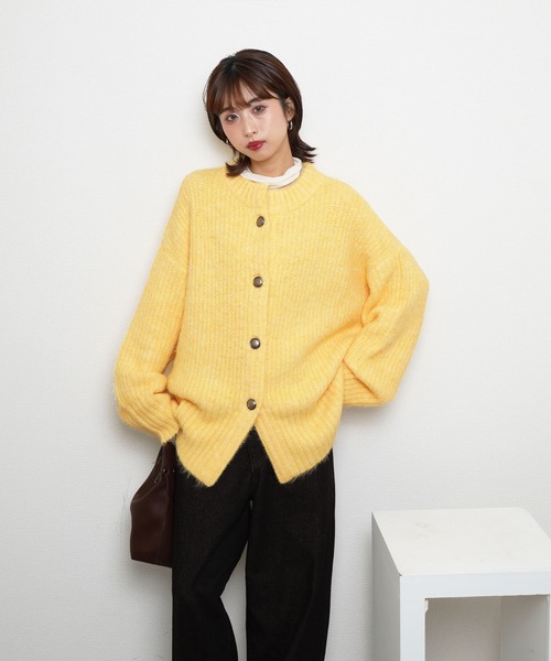 Chillfar(チルファー)の「ウールMIXモヘアライクシャギーニットカーディガン(カーディガン/ボレロ・レディース・ブラウン/レッド/イエロー/オレンジ/グレー/ブルー/ブラック・FREE)」の5枚目の写真
