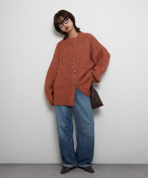 Chillfar(チルファー)の「ウールMIXモヘアライクシャギーニットカーディガン(カーディガン/ボレロ・レディース・ブラウン/レッド/イエロー/オレンジ/グレー/ブルー/ブラック・FREE)」の10枚目の写真
