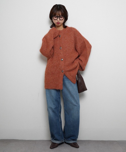 Chillfar(チルファー)の「ウールMIXモヘアライクシャギーニットカーディガン(カーディガン/ボレロ・レディース・ブラウン/レッド/イエロー/オレンジ/グレー/ブルー/ブラック・FREE)」の11枚目の写真