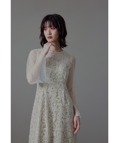 niana(ニアナ)の「リーフエンブロイダリーバックデザインドレス オケージョンドレス 結婚式 二次会 同窓会 成人式 お呼ばれワンピース(ドレス・レディース・イエロー/ミント/チャコール/ブラック・S/M/L)」の21枚目の写真