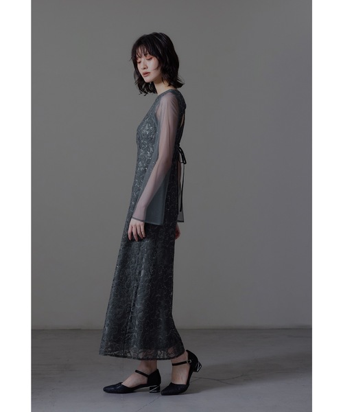 リーフエンブロイダリーバックデザインドレス オケージョンドレス 結婚