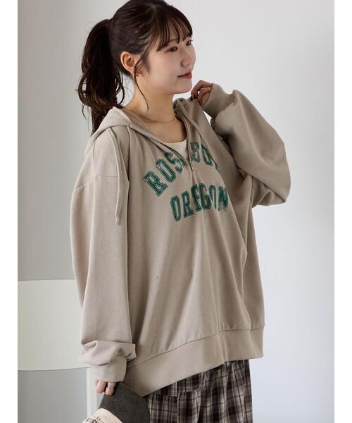 ehka sopo(エヘカソポ)の「ハーフジッププリントパーカー(その他トップス・レディース・グレー/ネイビー/ベージュ・F)」の2枚目の写真