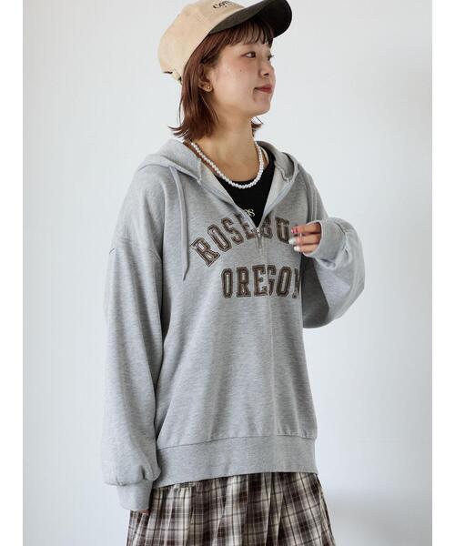 ehka sopo(エヘカソポ)の「ハーフジッププリントパーカー(その他トップス・レディース・グレー/ネイビー/ベージュ・F)」の5枚目の写真