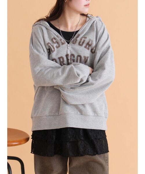 ehka sopo(エヘカソポ)の「ハーフジッププリントパーカー(その他トップス・レディース・グレー/ネイビー/ベージュ・F)」の12枚目の写真