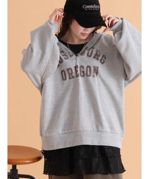 ehka sopo(エヘカソポ)の「ハーフジッププリントパーカー(その他トップス・レディース・グレー/ネイビー/ベージュ・F)」の13枚目の写真