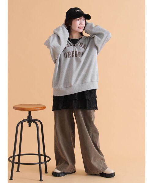 ehka sopo(エヘカソポ)の「ハーフジッププリントパーカー(その他トップス・レディース・グレー/ネイビー/ベージュ・F)」の16枚目の写真