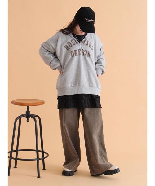 ehka sopo(エヘカソポ)の「ハーフジッププリントパーカー(その他トップス・レディース・グレー/ネイビー/ベージュ・F)」の17枚目の写真