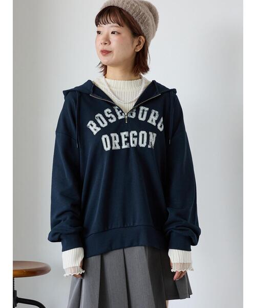 ehka sopo(エヘカソポ)の「ハーフジッププリントパーカー(その他トップス・レディース・グレー/ネイビー/ベージュ・F)」の20枚目の写真