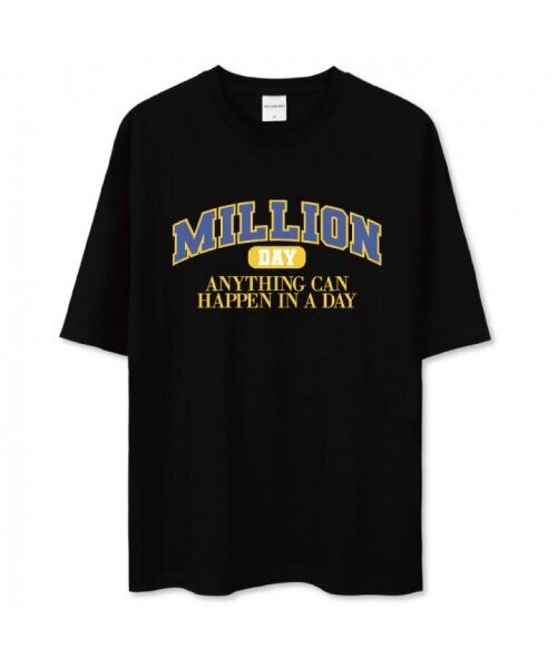 MILLION DAY(ミリオンデイ)の「MILLION CAMPUS T-SHIRT(Tシャツ/カットソー・レディース・ラベンダー/スカイブルー/ホワイト/ベージュ/ブラック/チャコール・LARGE/MEDIUM/SMALL/X-LARGE/XX-LARGE)」の1枚目の写真