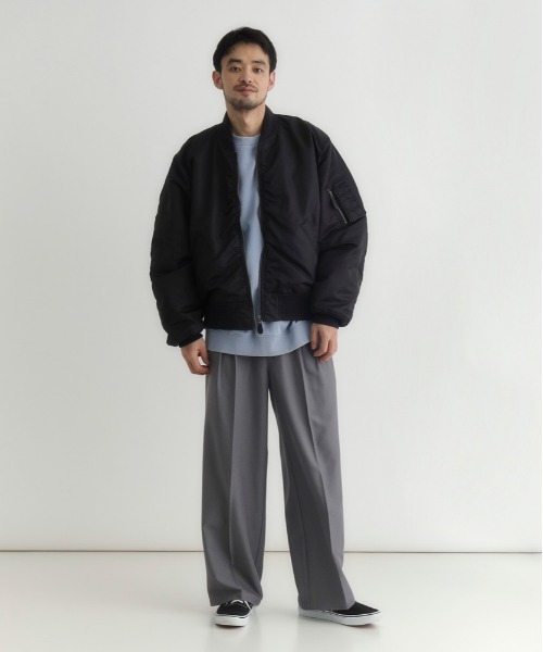 BACK NUMBER(バックナンバー)の「【BACK NUMBER】ビッグシルエットMA-1ブルゾン (カジュアルスタイル / 洗練デザイン / 軽量保温 / レイヤリング)(MA-1・メンズ・ブラック/グレー・L/XL/M)」の12枚目の写真