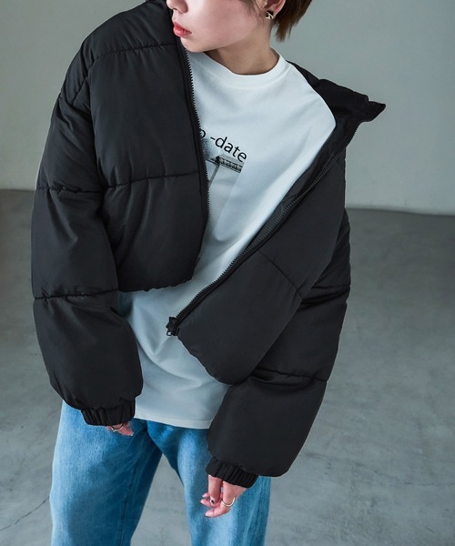 Fashion Letter(ファッションレター)の「ショート丈 パフジャケット(ダウンジャケット/コート・レディース・ブラック/オフホワイト/モカ・M/L)」の12枚目の写真