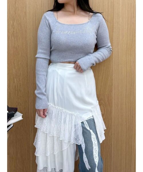 EVRIS(エヴリス)の「ミックスドッキングアシンメトリースカート(スカート・レディース・その他1/ホワイト・FREE)」の5枚目の写真