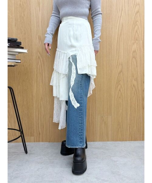 EVRIS(エヴリス)の「ミックスドッキングアシンメトリースカート(スカート・レディース・その他1/ホワイト・FREE)」の8枚目の写真