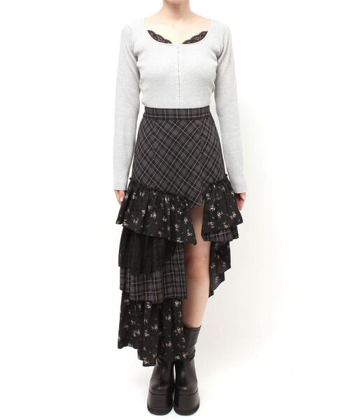 EVRIS(エヴリス)の「ミックスドッキングアシンメトリースカート(スカート・レディース・その他1/ホワイト・FREE)」の22枚目の写真