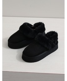 Re:EDIT | [大きいサイズ有]ステッチムートン厚底ショートブーツ(スリッポン)