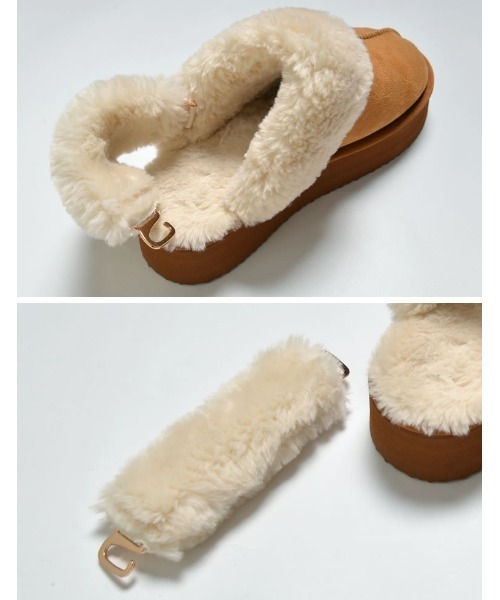 Re:EDIT（リエディ）の「[大きいサイズ有]ステッチムートン厚底ショートブーツ（スリッポン・レディース・ブラック/キャメル・SMALL/MEDIUM/LARGE/X-LARGE/XX-LARGE）」の15枚目の写真