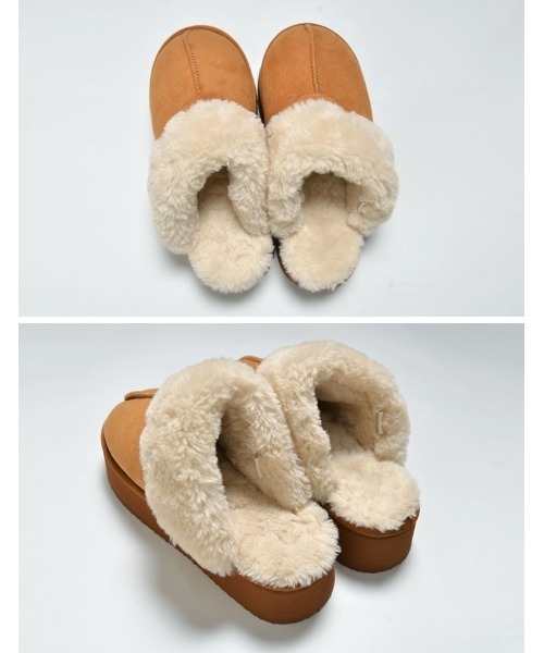 Re:EDIT（リエディ）の「[大きいサイズ有]ステッチムートン厚底ショートブーツ（スリッポン・レディース・ブラック/キャメル・SMALL/MEDIUM/LARGE/X-LARGE/XX-LARGE）」の14枚目の写真