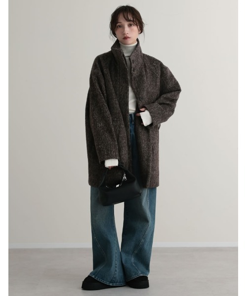 Re:EDIT（リエディ）の「[大きいサイズ有]ステッチムートン厚底ショートブーツ（スリッポン・レディース・ブラック/キャメル・SMALL/MEDIUM/LARGE/X-LARGE/XX-LARGE）」の8枚目の写真