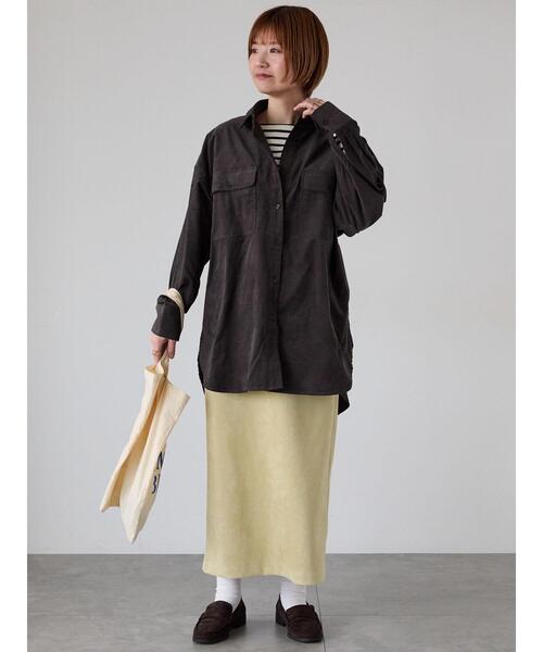 Lugnoncure（ルノンキュール）の「コーデュロイオーバーシャツ（シャツ/ブラウス・レディース・オフホワイト/チャコールグレー/ベージュ・F）」の9枚目の写真