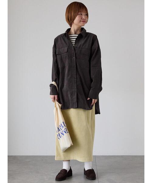 Lugnoncure（ルノンキュール）の「コーデュロイオーバーシャツ（シャツ/ブラウス・レディース・オフホワイト/チャコールグレー/ベージュ・F）」の10枚目の写真