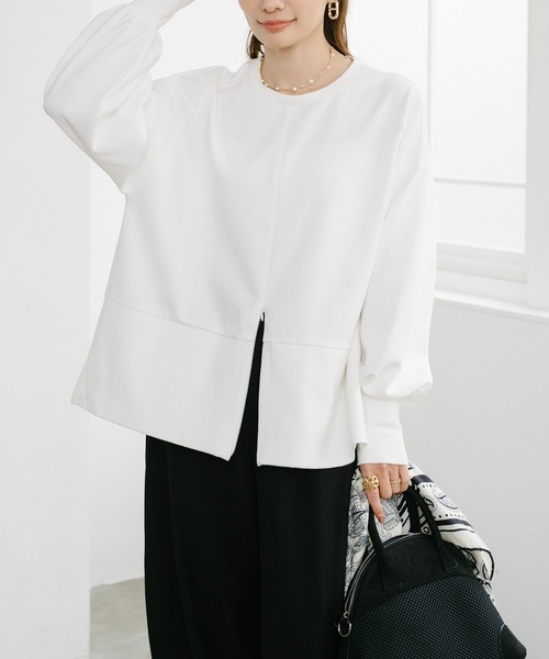 Emma Taylor(エマテイラー)の「ライトダンボール2wayヘムプルオーバー(Tシャツ/カットソー・レディース・ブラック/チャコールグレー/ブラウン/ホワイト・FREE)」の8枚目の写真
